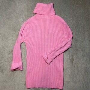 Y2K Blue Asphalt Turtleneck Sweater Women Sz S Pink Ribbed Basic Preppy Academia